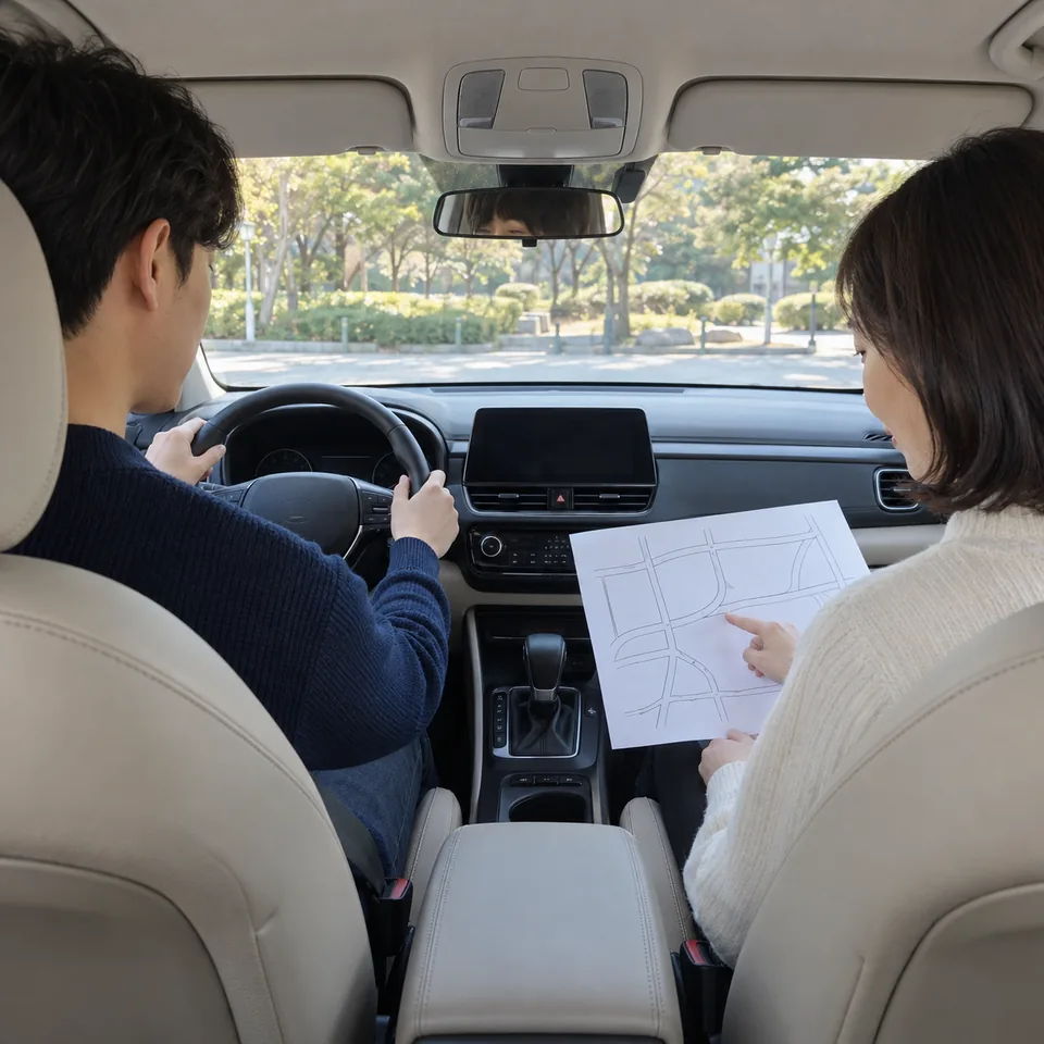 방문연수 출발 전 실내 경로 설명 · 방문도로연수 안내용 AI 예시
